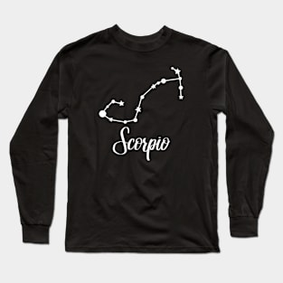 Scorpio Zodiac Constellation in White Long Sleeve T-Shirt